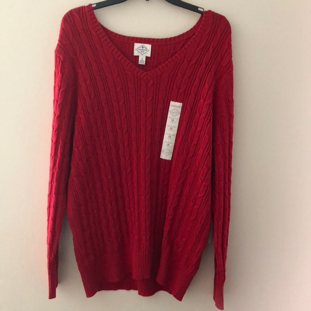 St. John's Bay Cable V-Neck Sweater - Plus - Picture 2 of 3